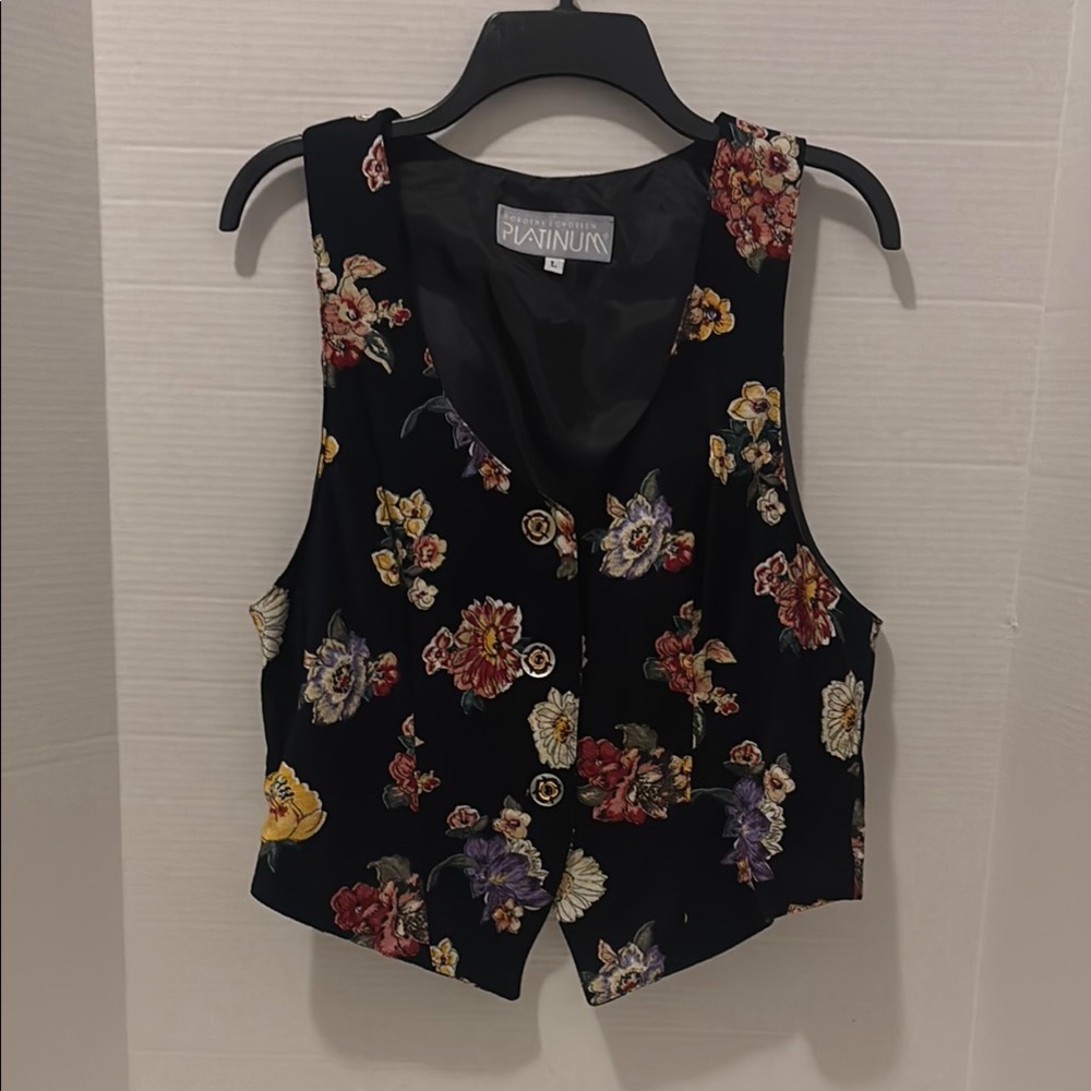 Vintage 90s Black/Floral Vest